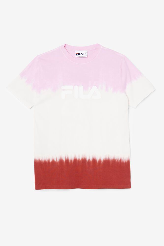 Fila Alivia Tie Dye T-Shirt White/Red/Pink - Womens - 26175NLVQ